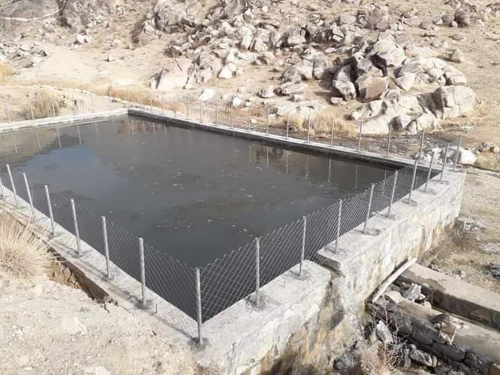 تکمیل کار ساخت یک کانال آبیاری و ۲ ذخیره‌ی آب زراعتی در غزنی
