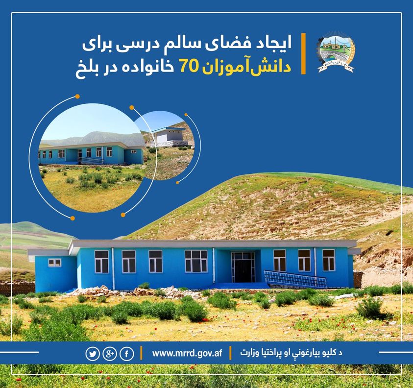 ایجاد فضای سالم درسی برای دانش‌آموزان ۷۰ خانواده در بلخ