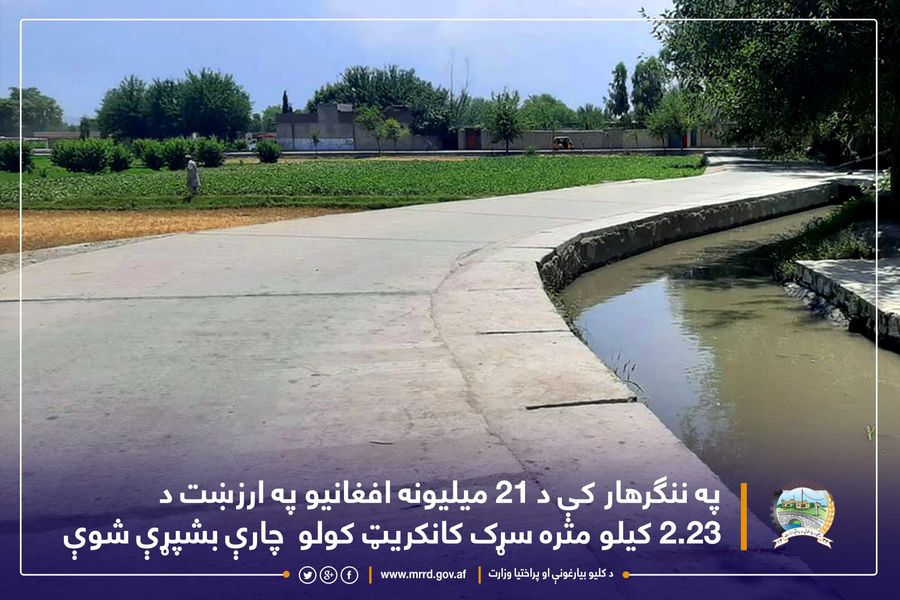 په ننګرهار کې د 21 میلیونه افغانیو په ارزښت د  2.23 کیلو متره سړک کانکریټ کولو  چارې بشپړې شوې